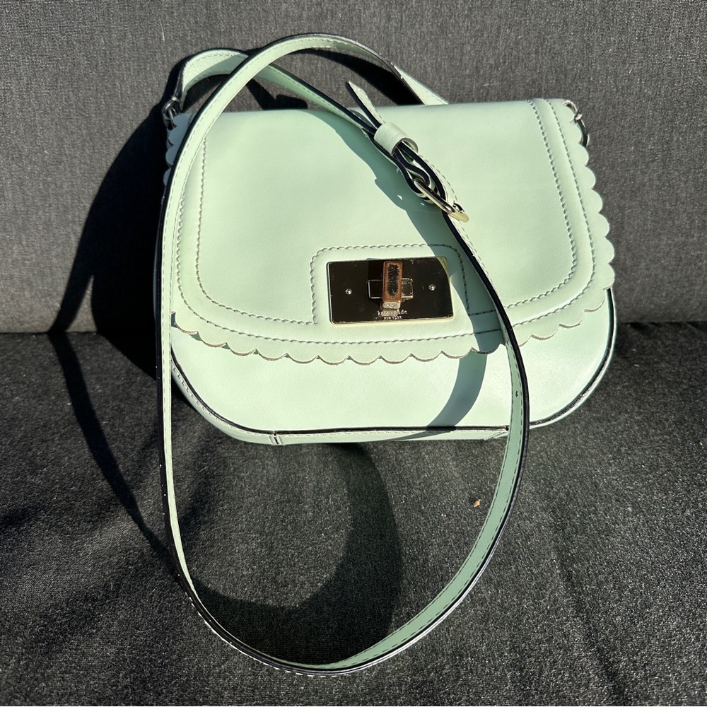 Kate Spade mint green scalloped crossbody bag.